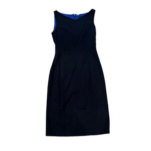 Navy Elie Tahari Navy Blue Sheath Lined Dress Fitted Zip Back Size 2